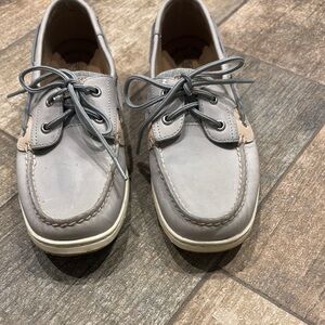 Women’s Gray Leather Sperry Boat Shoes 8.5